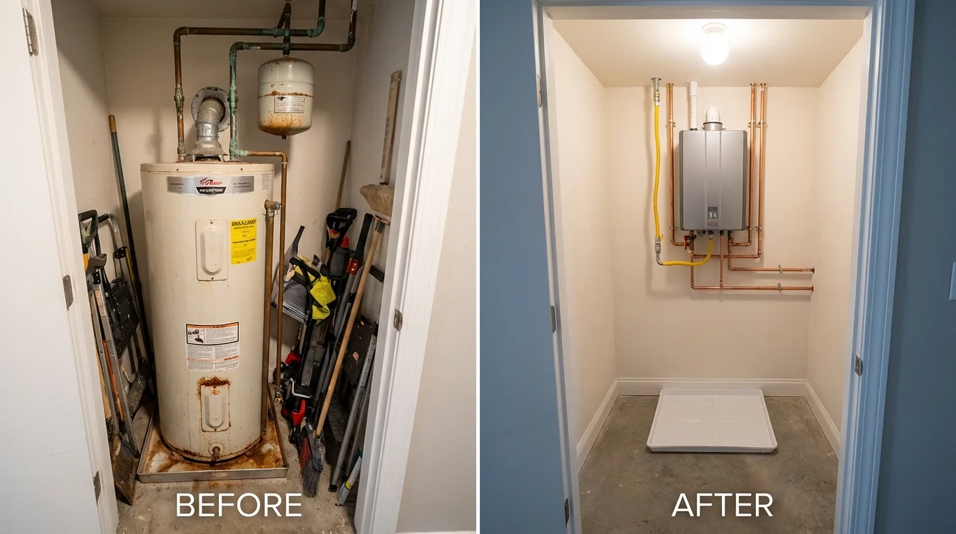 Tank water heater versus wall-mounted tankless unit comparison for Freedom, CA homeowners